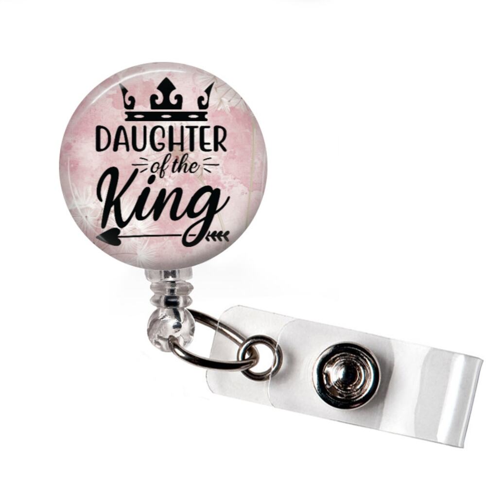 Daughter Of The King Badge Reel Christian Faith Retractable ID Holder